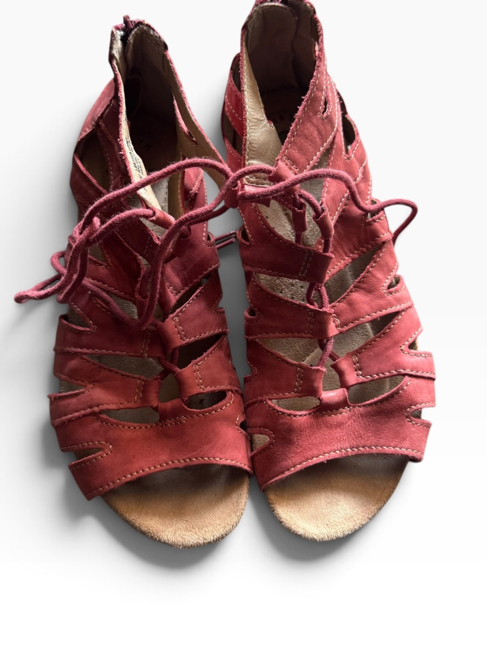 Earth Origins Brick Red Lace-Up Gladiator Sandals